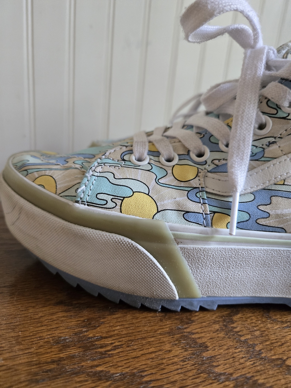 Vans High-Top Platform Sneakers in Pastel Blue & Yellow - Picture 11 of 12